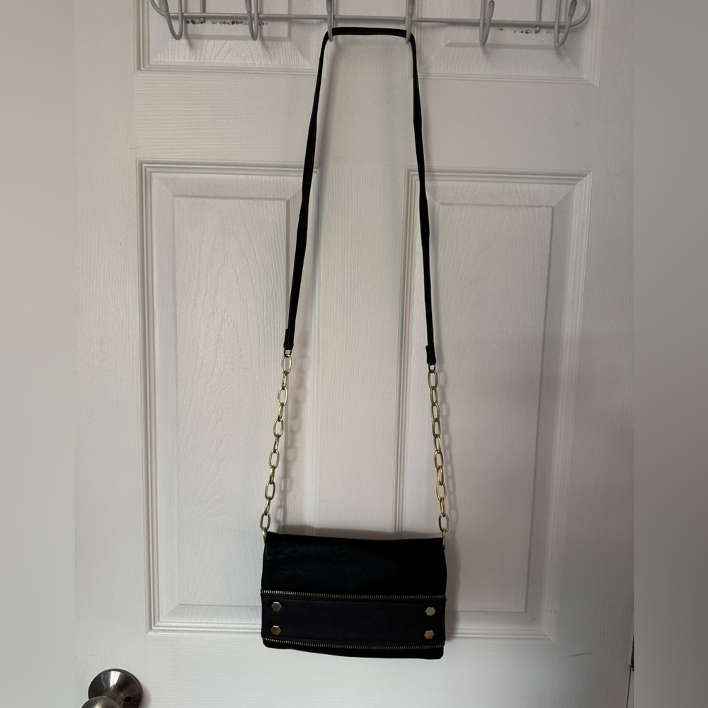 Imoshion Black Crossbody/Clutch Bag with Gold Chain EUC